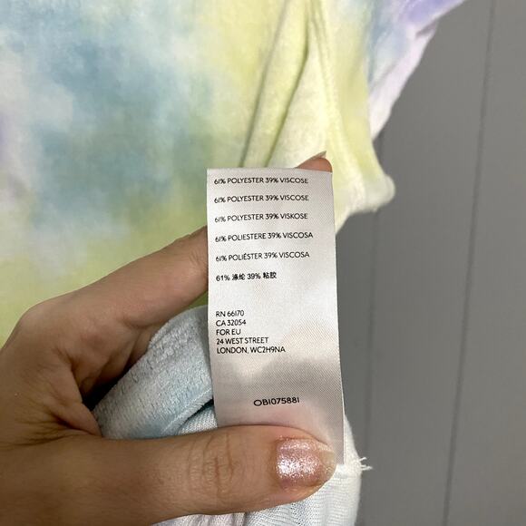 Free People Cloud Combo Tie Dye Bright Eyes Crewneck Velvet Baby Tee XL - Picture 3 of 7